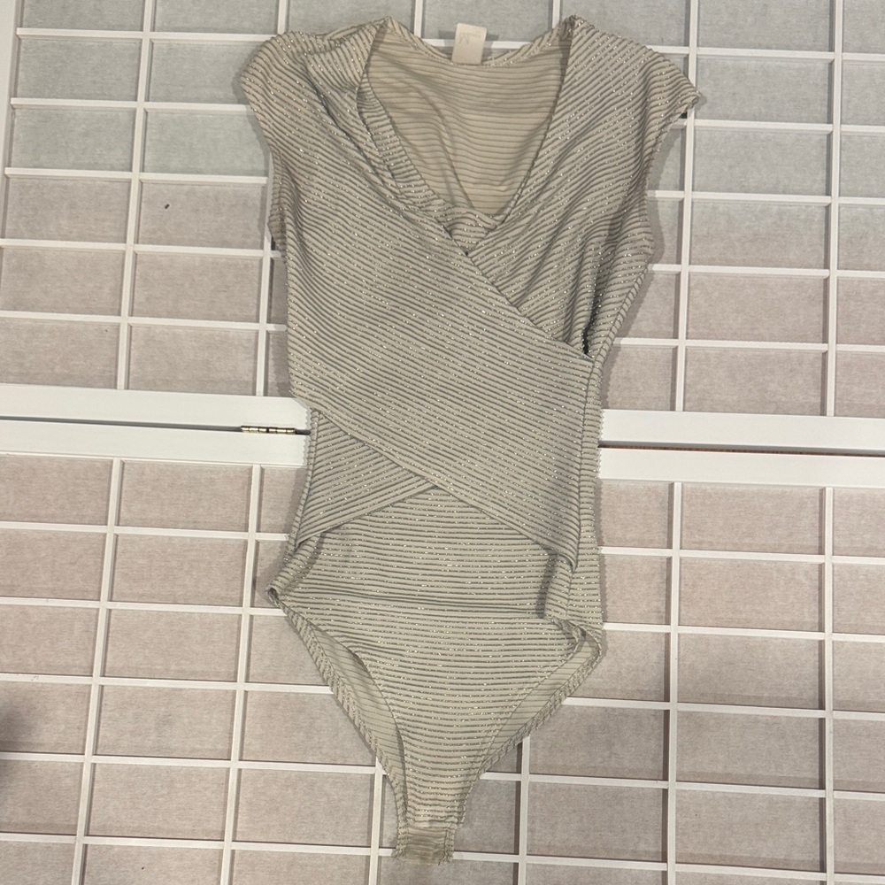 Monaco Cream and Silver Striped Bodysuit
